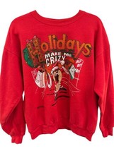 Vintage 1992 Loony Tunes Taz  Artex Tag Sweatshirt SZ L Holidays Make Me Crazy - £34.67 GBP