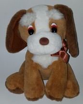 Creations By Kellytoy Brown Puppy Dog Plush 10&quot; Stuffed Animal Toy Brown Bow - £25.47 GBP