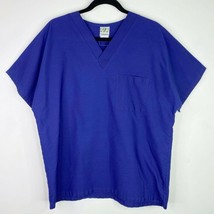 UA Scrubs Uniform Advantage Solid Blue Scrub Top Shirt Size Medium M - $6.92