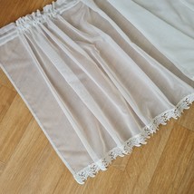 Cafe sheer white kitchen curtain Farmhouse small window white valance with lace - £25.77 GBP