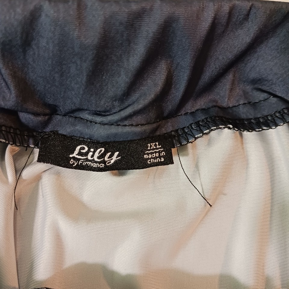 Lily By Firmiana Women's Elastic Waist Black & White Floral A-Line Skirt Size XL Item image 4