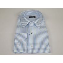 Men's Shirt By CASILA Turkey Cotton Blend Long Sleeves 502050-05 Blue Checker image 4