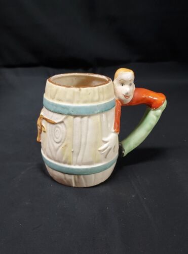 1945-1952 Occupied Japan Hillbilly Moonshine Mug Barrel Rodeo Western Bull  - $10.39