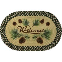 Rivers Edge WELCOME Braided Rug 26 x 17 Inch Oval Indoor Rustic Cabin Pi... - £27.77 GBP