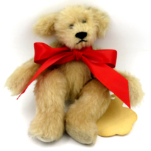 Vintage Bearly There Inc Beanie Plush by Linda Spiegel 8&quot; Red Ribbon USA - £11.69 GBP