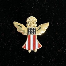 Guardian Angel American Flag Pin Halo Gold Tone Patriotic Lapel Hat 1” V... - £7.45 GBP
