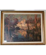 &quot;Mill in Provence&quot; by Leon Roulette Oil on Canvas 43&quot; x 56&quot; Signed Painting - $151,426.37 MXN