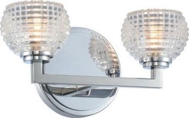 Bath Fixture Vanity Light KALCO Contemporary Double Ribbed Globe 2-Light Chrome - £947.00 GBP