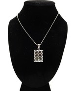 Vtg Princess Length Geometric MCM Rhinestone or CZ Prong Set Pendant Nec... - $19.99
