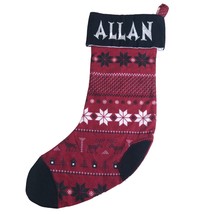 Christmas Stocking Personalized ALLAN Embroidered Name Handmade Holiday ... - £13.01 GBP