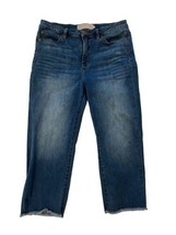 SOFT SURROUNDINGS Womens Jeans Straight Leg Raw Hem Medium Wash Stretch ... - $19.19