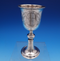 Danish .830 Silver Cup / Goblet w/ Engraved Crest Scrollwork 6&quot; x 2 3/4&quot;... - $355.41