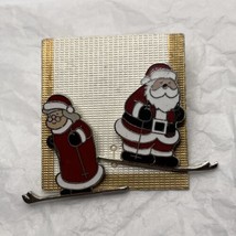 Santa Mrs. Claus Christmas Ski Skiing Winter Sports Enamel Lapel Hat Pin - $9.95