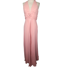 Donna Ricco Pink Halter Maxi Cocktail Dress Size 12 New with Tags - £94.17 GBP