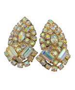 Vintage Aurora Borealis Clip-On Earrings 1.5” - £9.42 GBP