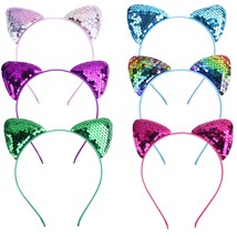 6PCS Cat Ears Headband Sequin Headbands Lovely Hair Accessories for Daily Wearin - £16.17 GBP