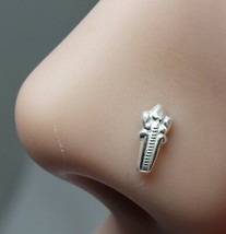 Long floral Sterling Silver nose stud Piercing Indian nose ear ring Push Pin - £7.00 GBP