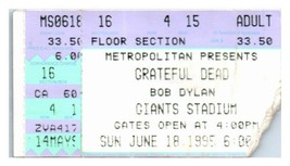 Grateful Dead Dylan Konzert Ticket Stumpf Juni 18 1995 East Rutherford Neu Jersy - £41.93 GBP