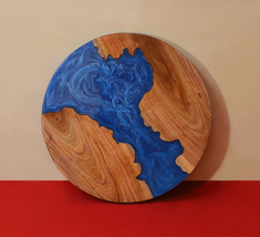 24 inch island blue ocean sea design epoxy resin coffee table round - $1,150.00