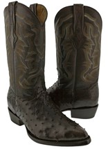 Mens Dark Brown Western Wear Cowboy Boots Real Ostrich Quill Skin J Toe - £233.06 GBP