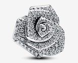 2024 Mother&#39;s Day 925 Silver Sparkling Rose in Bloom Oversized Charm  79... - $18.50