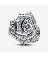 2024 Mother's Day 925 Silver Sparkling Rose in Bloom Oversized Charm  793245C01 - $18.50