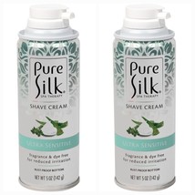 2 BOTTLES Of   Pure Silk Ultra Sensitive Shaving Cream, 5 oz. Cans - £10.22 GBP