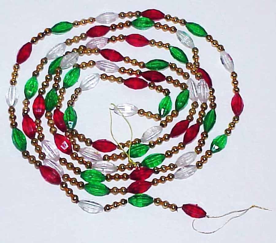Vintage Christmas Garland - Plastic & Glass Beads 1 of 2 - $15.00