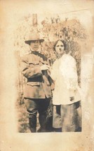 United States WW1 Soldier In Uniform With Woman~Lot Of 2 Real Photo Postcards - £6.45 GBP