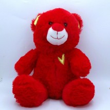 Red Plush Teddy Bear With Gold Lame&#39; Heart and Ear Accents Valentine - $167.24 MXN