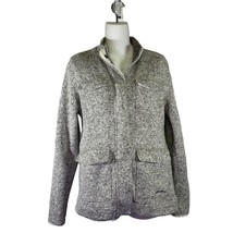 Eddie Bauer Women&#39;s Size Medium Gray Radiator Fleece Full Zip Sweater - £10.89 GBP
