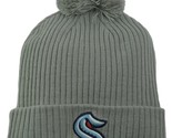 Seattle Kraken NHL Primary Logo Gray Cuffed Knit Men&#39;s Hat with Pom by F... - £14.89 GBP