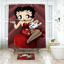 Betty Boop 02 Shower Curtain Bath Mat Bathroom Waterproof Decorative Bathtub - £18.37 GBP+