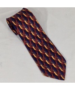 Stafford Men&#39;s Neck Tie  Blue w/Red - Gold Accent Silk 60&quot;inches x 3.75&quot;... - £6.28 GBP