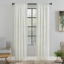 Clean Window® Vintage Stripe Anti-Dust 84&quot; Rod Pocket Sheer Window Curtain Panel - £15.97 GBP