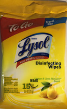 Lysol Wipes Travel Pack 1ea 15ct Pk Lemon &amp; Lime Scent-Kills 99% Germs-SHIP 24HR - £2.27 GBP