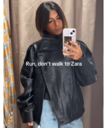 ZARA BNWT 2025. BLACK FAUX BIKER LEATHER JACKET ZIP. 4391/872/800 - €159,62 EUR