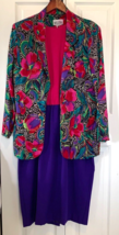 Melissa Vintage 3 Piece Suit Dress Multicolor Floral Belted USA Y2K 90s Career - £18.94 GBP