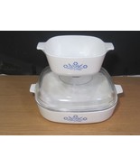 2 Vintage Corning Ware Cornflower Casseroles 2.5 Qt. w/ Lid & 1.5 Qt. No Lid - $74.25