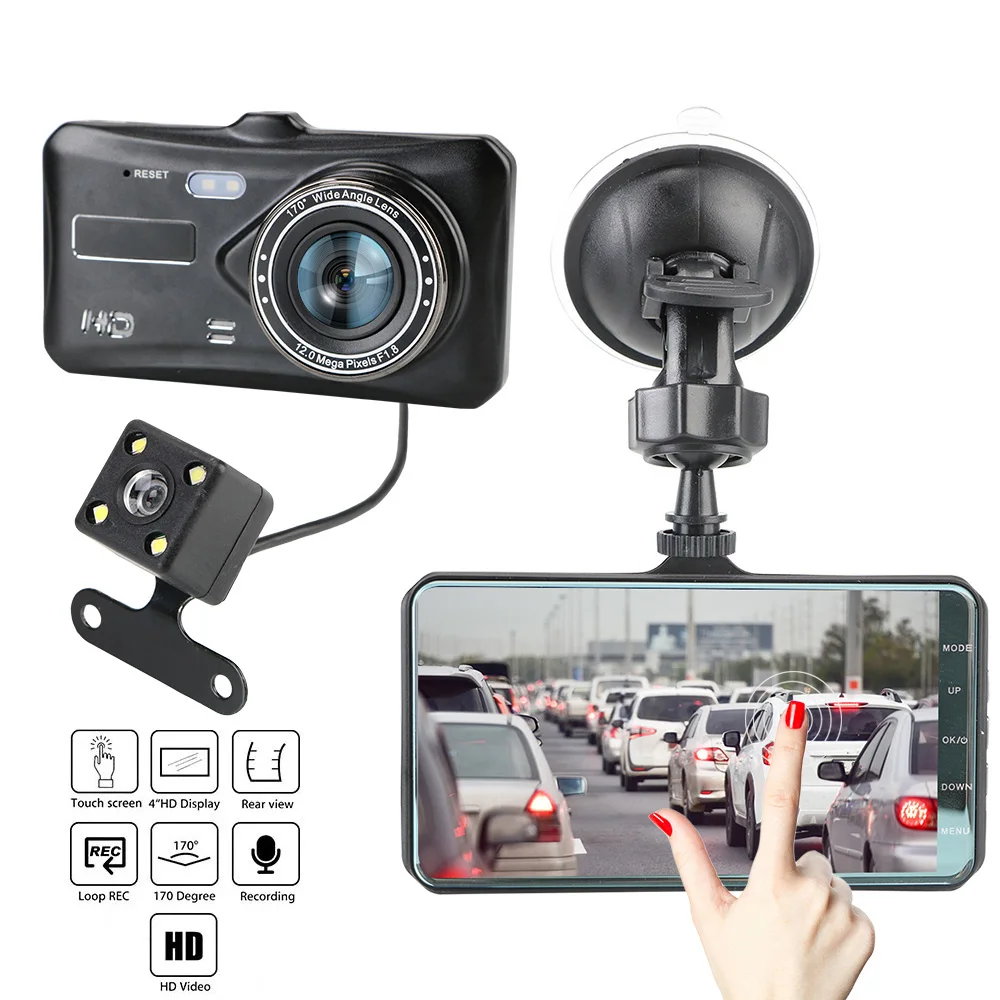 4&quot; HD 1080P Video Recorder Camera Dual Lens Touch Screen Car DVR Auto DashCam - £35.87 GBP