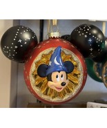 Disney Parks Sorcerer Mickey Mouse Icon Blown Glass Ornament NWT Holiday... - $49.99