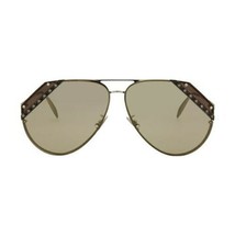 Alexander McQueen Aviator Sunglasses in Silver Grey Brown Jeweled Cut Edge 65mm - £182.06 GBP