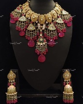 VeroniQ Trends-Designer Cocktail Victorian Necklace With Faux Rubies-Polki-India - £352.01 GBP