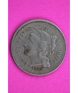 Hi Grade 1869 Three 3 Cent Nickel Scarce Semi Key Date Coin Same Coin In... - $82.04 CAD