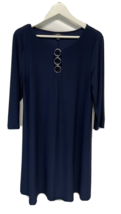 MSK Navy Blue Shift Dress Career Casual 3/4 Sleeve Stretch L - £19.69 GBP