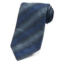 Duca Men&#39;s Striped Silk Tie Leaves Shadow Stripe French Blue Made in Italy - £11.95 GBP