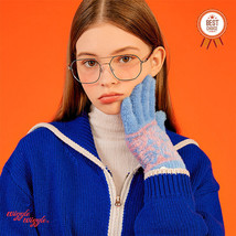 [WIGGLE WIGGLE] Fingerhole Winter Gloves Daisy Drop Fur Gloves Korean Brand - £30.90 GBP