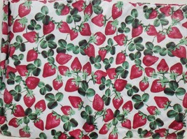 Vinyl Flannel Back Custom Fit Printed Tablecloth, 48&quot;x68&quot;Oval, STRAWBERRIES - $17.81