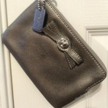 Coach Leather Wallet Wristlet - Gunmetal Color - £17.36 GBP