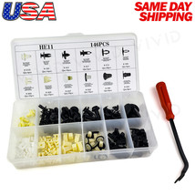 146pcs Set Plastic Rivets Fastener Fender Bumper Push Clips with Tool for Toyota - £13.42 GBP